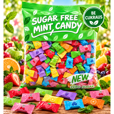 Becukriai saldainiai "MINI MĖTINUKAI", 1kg Becukriai saldainiai "MINI MĖTINUKAI", 1kg