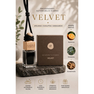 VELVET – Pakabinamas automobilio kvapas 12 ml VELVET – Pakabinamas automobilio kvapas 12 ml