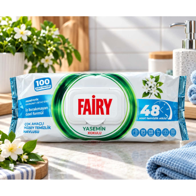 FAIRY POWER WIPES – drėgnos valymo servetėlės, jazminų kvapo, 100 vnt. FAIRY POWER WIPES – drėgnos valymo servetėlės, jazminų kvapo, 100 vnt.