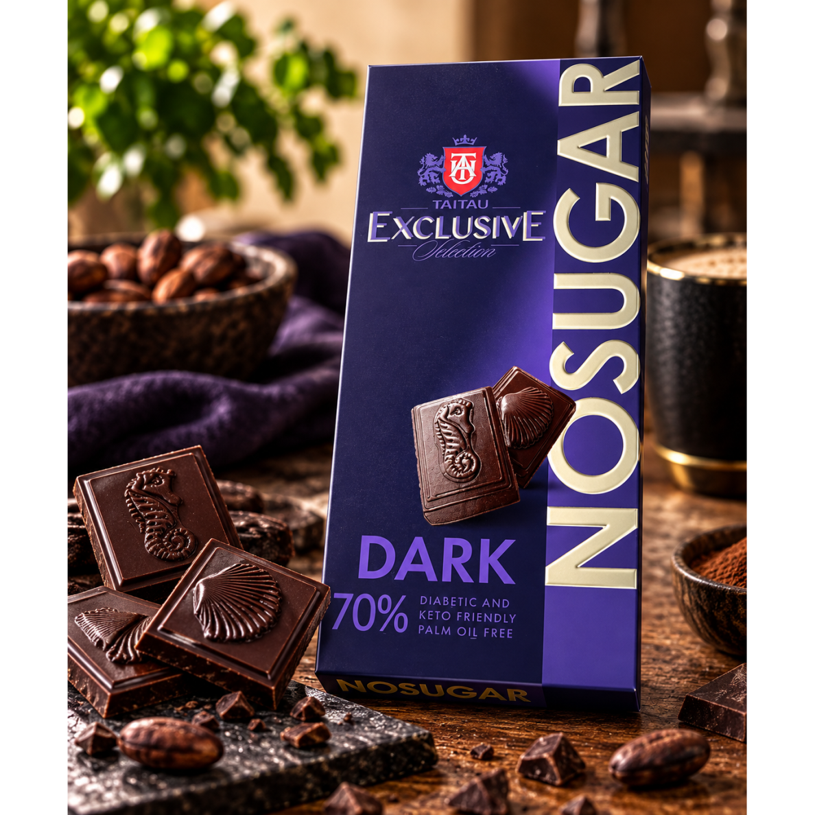 Juodas šokoladas BE CUKRAUS 70%, 1 vnt.