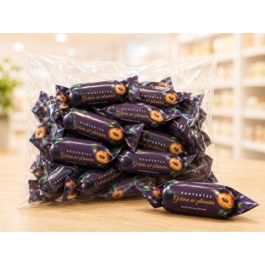 Saldainiai „KARVUTĖ“ su slyvomis, 500 g Saldainiai „KARVUTĖ“ su slyvomis, 500 g