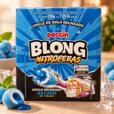 Kramtomoji guma "Blong" braškių skonio, šaldanti Kramtomoji guma "Blong" braškių skonio, šaldanti