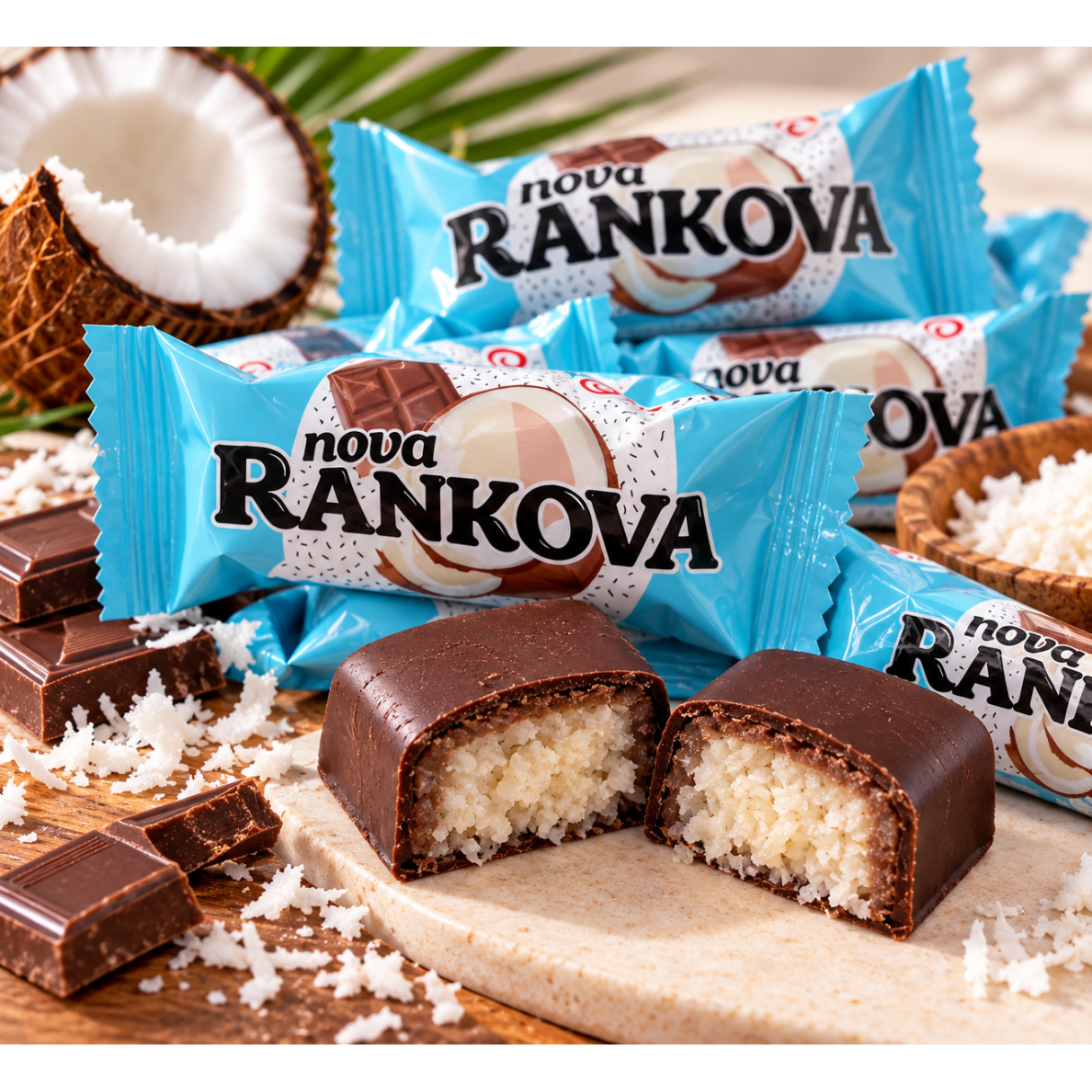 „NOVA RANKOVA“ – šokoladiniai saldainiai su kokosų įdaru, 200 g