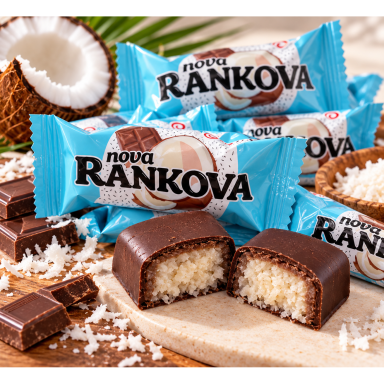 „NOVA RANKOVA“ – šokoladiniai saldainiai su kokosų įdaru, 200 g