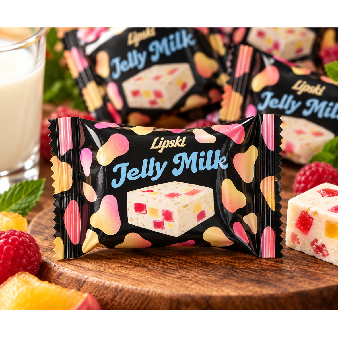 Saldainiai "PAUKŠČIŲ PIENAS SU ŽELE GABALĖLIAIS", 200 g
