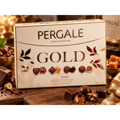 Saldainiai dėžutėje "PERGALĖ GOLD", 348g