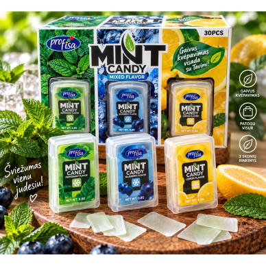 Saldainis "MINT lapeliai", 3 vnt. Saldainis "MINT lapeliai", 3 vnt.