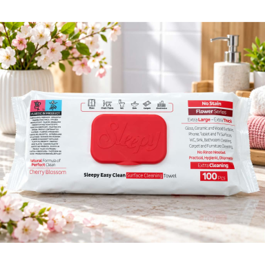 Sleepy Easy Clean – paviršių valymo servetėlės „Vyšnia“, 100 vnt.