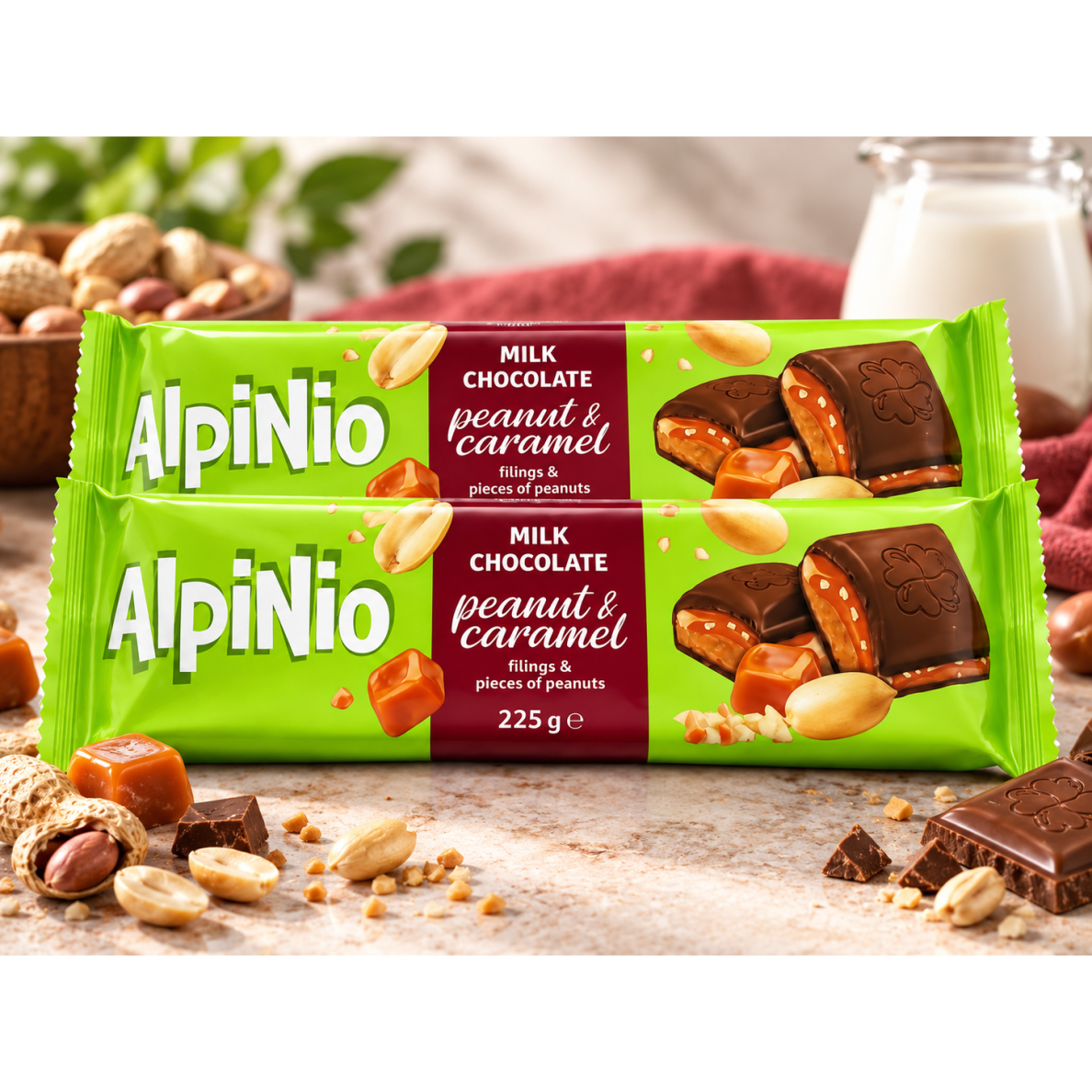 Šokoladas "ALPINO" su karamele ir žemės riešutais, 1 vnt.