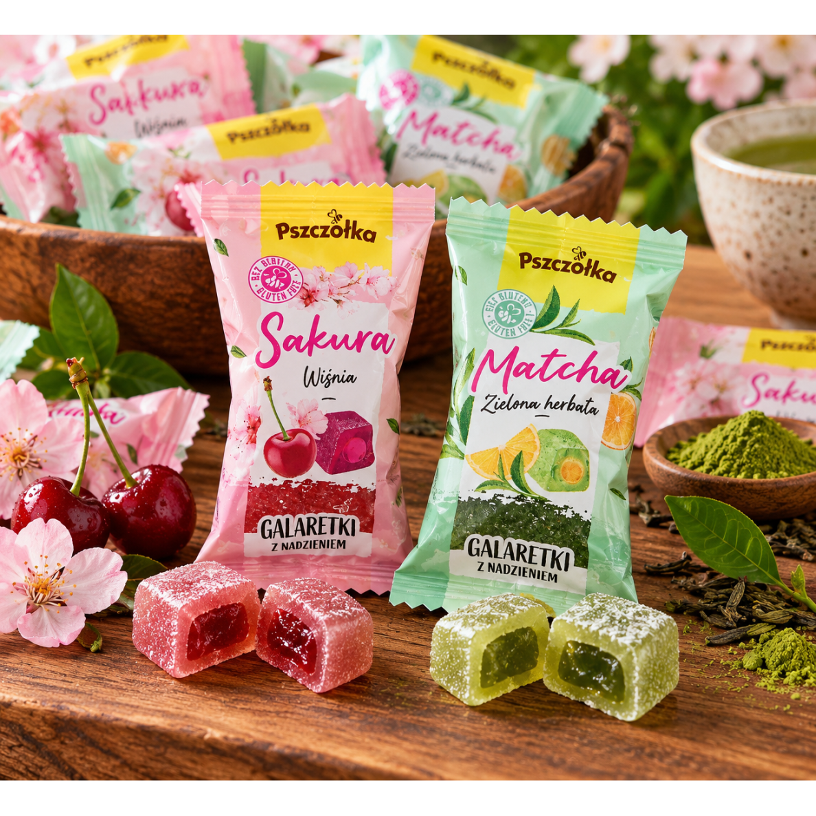 Želė saldainiai "SAKURA ir MATCHA", 200 g