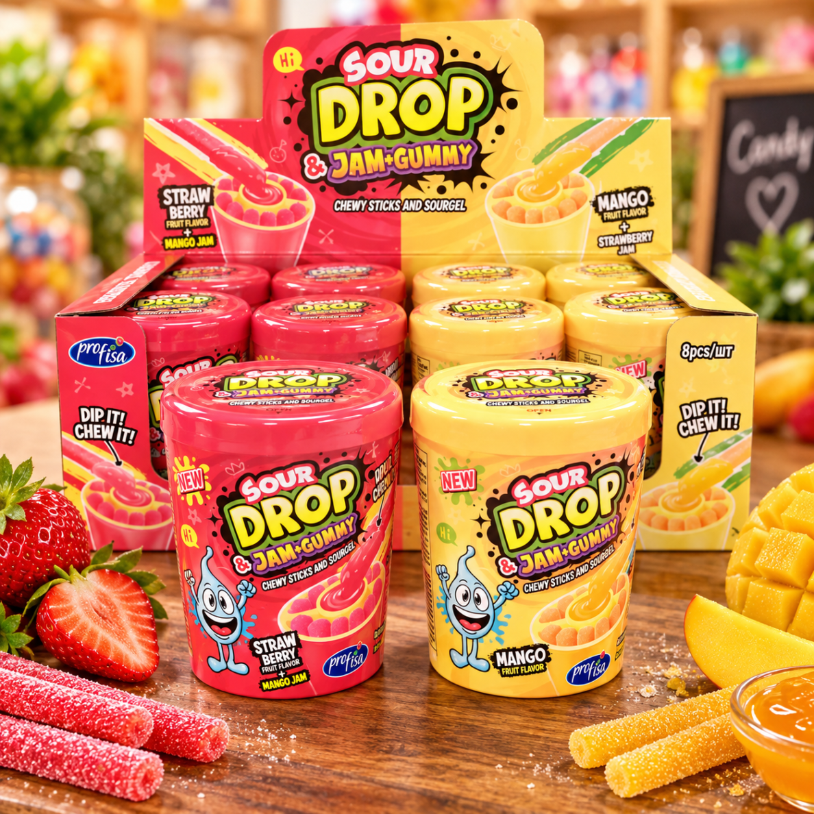 Žele saldainiai su džemu "SOUR DROP", 1 vnt.