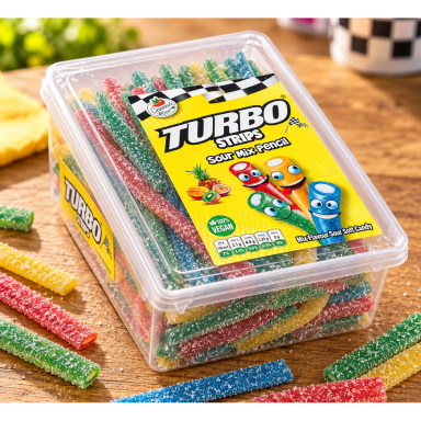 Želiniai saldainiai "TURBO CUKRUOTOS VIRVELĖS", 1 kg Želiniai saldainiai "TURBO CUKRUOTOS VIRVELĖS", 1 kg